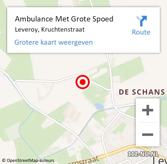 Locatie op kaart van de 112 melding: Ambulance Met Grote Spoed Naar Leveroy, Kruchtenstraat op 7 januari 2023 13:18