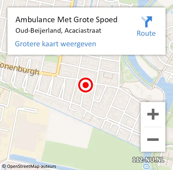 Locatie op kaart van de 112 melding: Ambulance Met Grote Spoed Naar Oud-Beijerland, Acaciastraat op 7 januari 2023 13:28