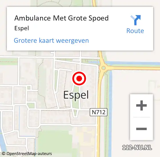 Locatie op kaart van de 112 melding: Ambulance Met Grote Spoed Naar Espel op 7 januari 2023 13:31