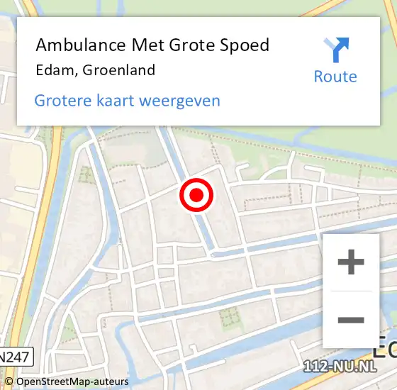 Locatie op kaart van de 112 melding: Ambulance Met Grote Spoed Naar Edam, Groenland op 7 januari 2023 13:32