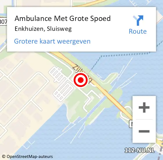 Locatie op kaart van de 112 melding: Ambulance Met Grote Spoed Naar Enkhuizen, Sluisweg op 7 januari 2023 14:34