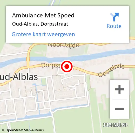 Locatie op kaart van de 112 melding: Ambulance Met Spoed Naar Oud-Alblas, Dorpsstraat op 7 januari 2023 14:44