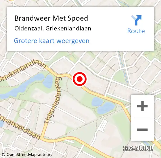 Locatie op kaart van de 112 melding: Brandweer Met Spoed Naar Oldenzaal, Griekenlandlaan op 7 januari 2023 15:10