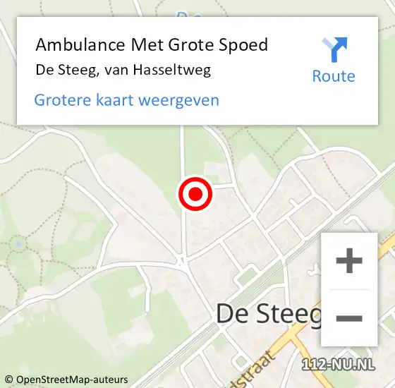 Locatie op kaart van de 112 melding: Ambulance Met Grote Spoed Naar De Steeg, van Hasseltweg op 7 januari 2023 15:23