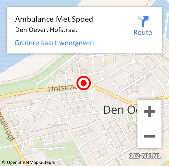 Locatie op kaart van de 112 melding: Ambulance Met Spoed Naar Den Oever, Hofstraat op 7 januari 2023 15:33