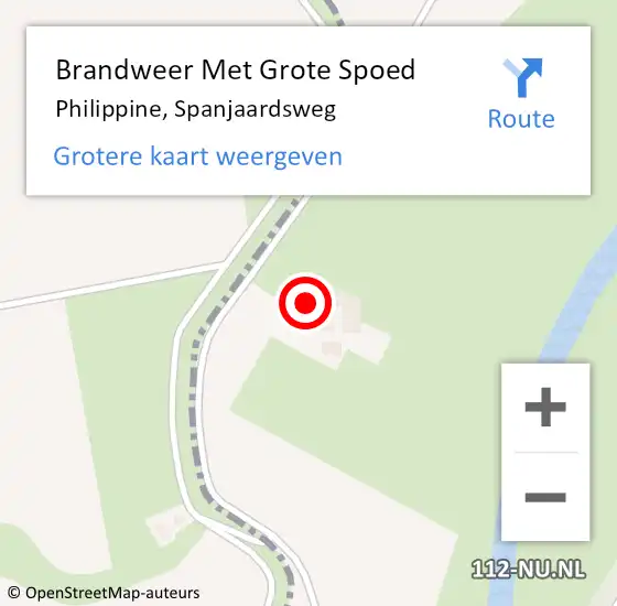 Locatie op kaart van de 112 melding: Brandweer Met Grote Spoed Naar Philippine, Spanjaardsweg op 7 januari 2023 16:42