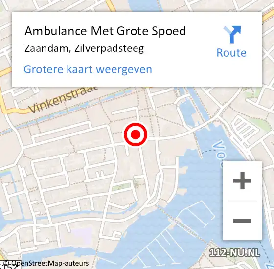 Locatie op kaart van de 112 melding: Ambulance Met Grote Spoed Naar Zaandam, Zilverpadsteeg op 7 januari 2023 16:55
