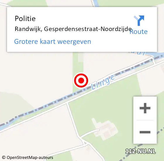 Locatie op kaart van de 112 melding: Politie Randwijk, Gesperdensestraat-Noordzijde op 7 januari 2023 16:57