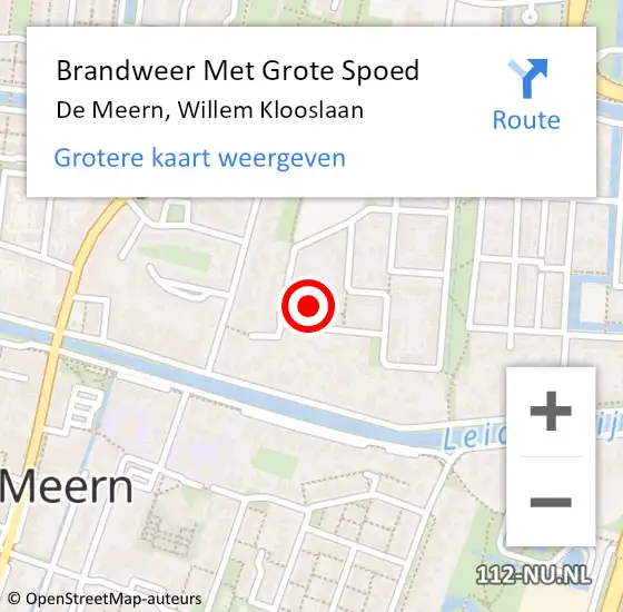 Locatie op kaart van de 112 melding: Brandweer Met Grote Spoed Naar De Meern, Willem Klooslaan op 7 januari 2023 16:59