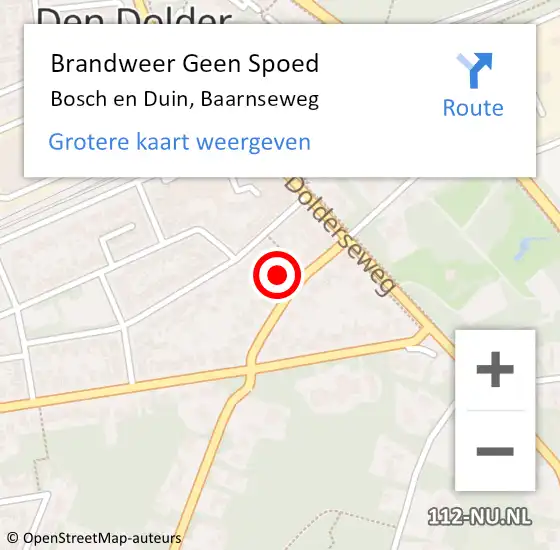 Locatie op kaart van de 112 melding: Brandweer Geen Spoed Naar Bosch en Duin, Baarnseweg op 7 januari 2023 17:13