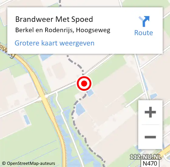 Locatie op kaart van de 112 melding: Brandweer Met Spoed Naar Berkel en Rodenrijs, Hoogseweg op 7 januari 2023 17:16