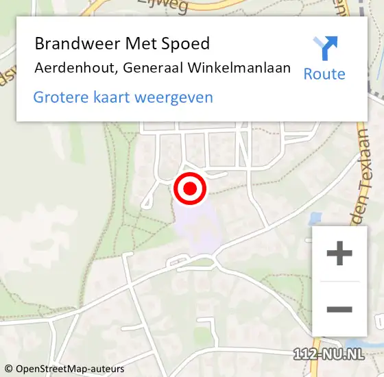 Locatie op kaart van de 112 melding: Brandweer Met Spoed Naar Aerdenhout, Generaal Winkelmanlaan op 7 januari 2023 17:16