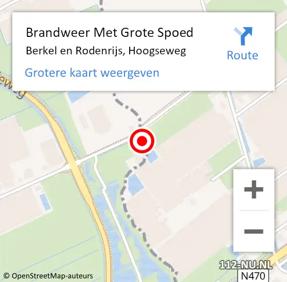 Locatie op kaart van de 112 melding: Brandweer Met Grote Spoed Naar Berkel en Rodenrijs, Hoogseweg op 7 januari 2023 17:17