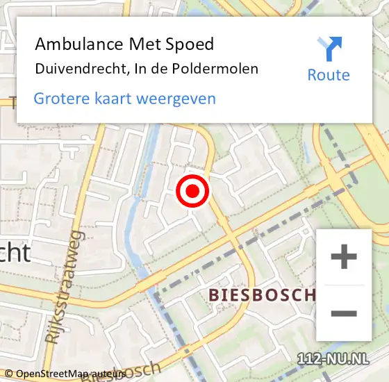 Locatie op kaart van de 112 melding: Ambulance Met Spoed Naar Duivendrecht, In de Poldermolen op 7 januari 2023 18:25