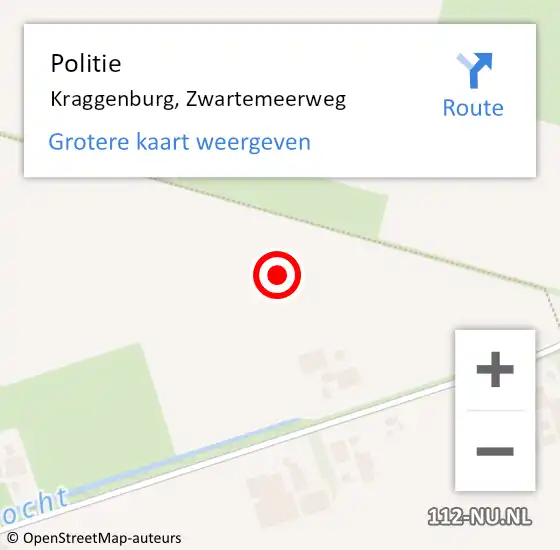 Locatie op kaart van de 112 melding: Politie Kraggenburg, Zwartemeerweg op 7 januari 2023 18:25
