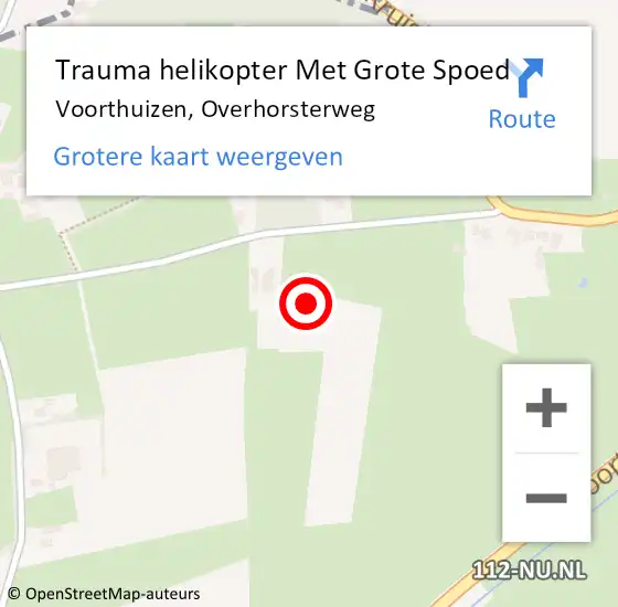 Locatie op kaart van de 112 melding: Trauma helikopter Met Grote Spoed Naar Voorthuizen, Overhorsterweg op 7 januari 2023 18:30