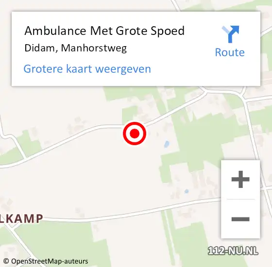 Locatie op kaart van de 112 melding: Ambulance Met Grote Spoed Naar Didam, Manhorstweg op 7 januari 2023 18:57