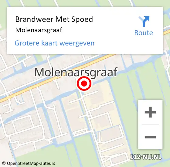 Locatie op kaart van de 112 melding: Brandweer Met Spoed Naar Molenaarsgraaf, Oost op 11 augustus 2014 12:59