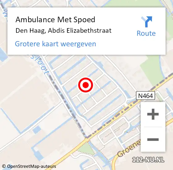 Locatie op kaart van de 112 melding: Ambulance Met Spoed Naar Den Haag, Abdis Elizabethstraat op 7 januari 2023 19:17