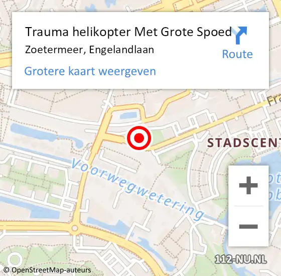 Locatie op kaart van de 112 melding: Trauma helikopter Met Grote Spoed Naar Zoetermeer, Engelandlaan op 7 januari 2023 19:30