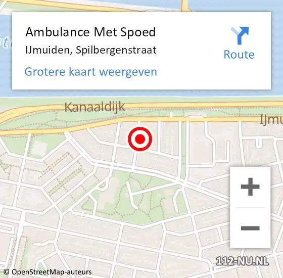 Locatie op kaart van de 112 melding: Ambulance Met Spoed Naar IJmuiden, Spilbergenstraat op 7 januari 2023 19:39