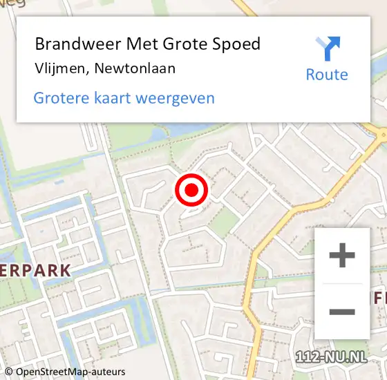 Locatie op kaart van de 112 melding: Brandweer Met Grote Spoed Naar Vlijmen, Newtonlaan op 7 januari 2023 19:50