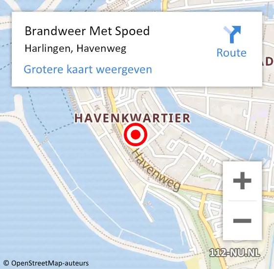 Locatie op kaart van de 112 melding: Brandweer Met Spoed Naar Harlingen, Havenweg op 7 januari 2023 19:51