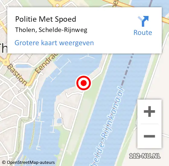 Locatie op kaart van de 112 melding: Politie Met Spoed Naar Tholen, Schelde-Rijnweg op 7 januari 2023 20:05