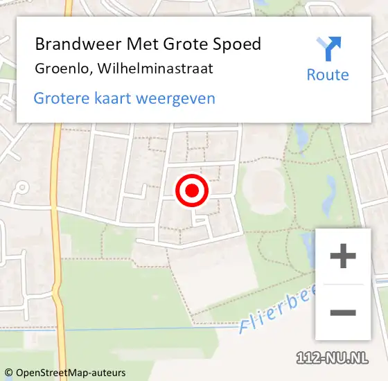 Locatie op kaart van de 112 melding: Brandweer Met Grote Spoed Naar Groenlo, Wilhelminastraat op 7 januari 2023 20:10