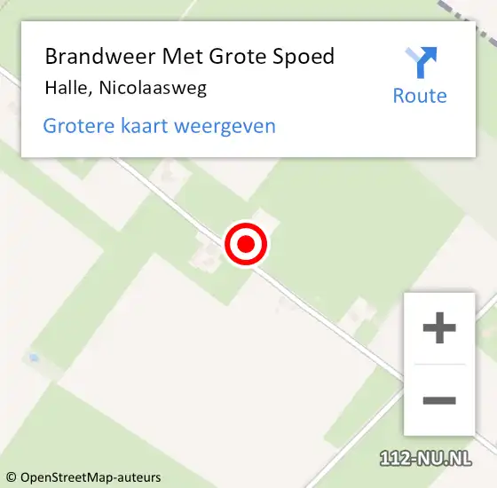 Locatie op kaart van de 112 melding: Brandweer Met Grote Spoed Naar Halle, Nicolaasweg op 7 januari 2023 20:27