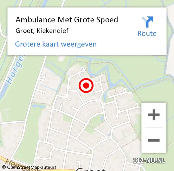 Locatie op kaart van de 112 melding: Ambulance Met Grote Spoed Naar Groet, Kiekendief op 7 januari 2023 20:30