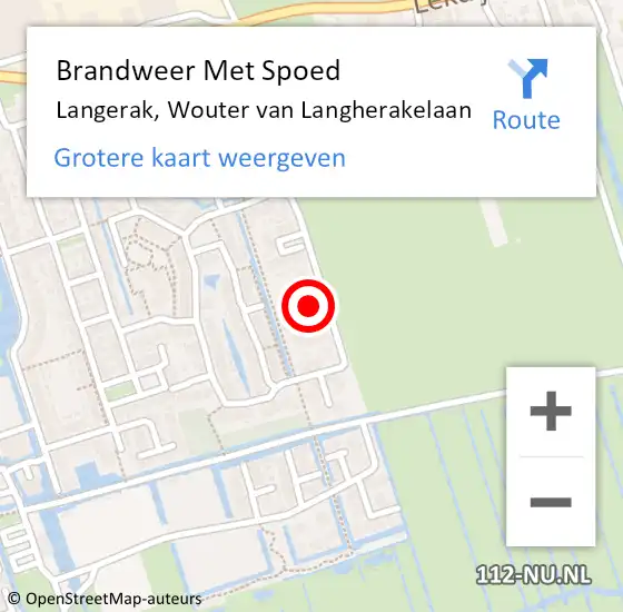 Locatie op kaart van de 112 melding: Brandweer Met Spoed Naar Langerak, Wouter van Langherakelaan op 7 januari 2023 20:34