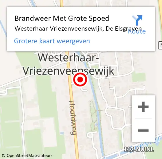 Locatie op kaart van de 112 melding: Brandweer Met Grote Spoed Naar Westerhaar-Vriezenveensewijk, De Elsgraven op 7 januari 2023 20:41