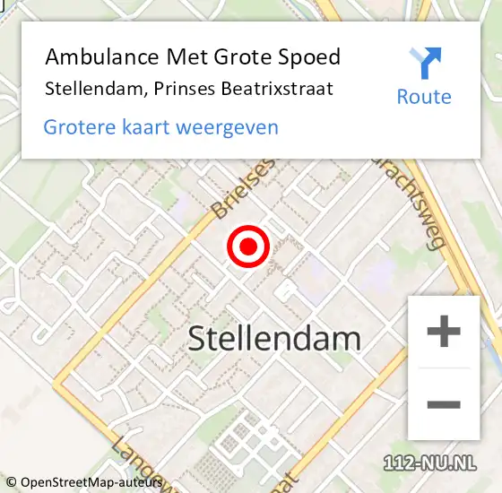 Locatie op kaart van de 112 melding: Ambulance Met Grote Spoed Naar Stellendam, Prinses Beatrixstraat op 7 januari 2023 20:58