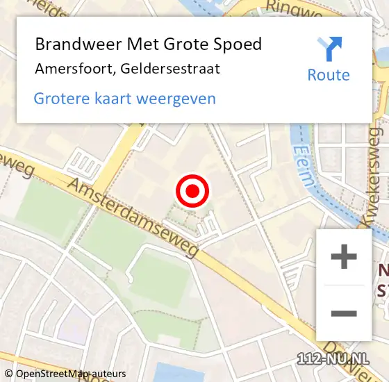 Locatie op kaart van de 112 melding: Brandweer Met Grote Spoed Naar Amersfoort, Geldersestraat op 7 januari 2023 21:20