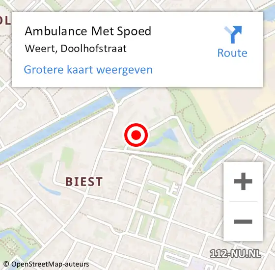 Locatie op kaart van de 112 melding: Ambulance Met Spoed Naar Weert, Doolhofstraat op 7 januari 2023 21:24