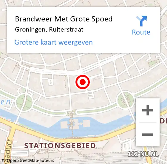 Locatie op kaart van de 112 melding: Brandweer Met Grote Spoed Naar Groningen, Ruiterstraat op 7 januari 2023 21:39