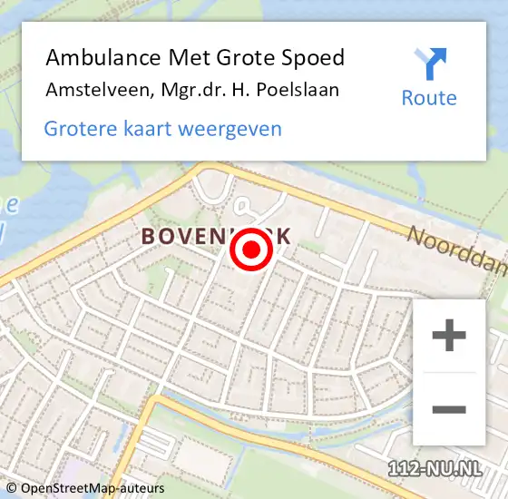 Locatie op kaart van de 112 melding: Ambulance Met Grote Spoed Naar Amstelveen, Mgr.dr. H. Poelslaan op 7 januari 2023 21:40