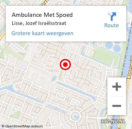 Locatie op kaart van de 112 melding: Ambulance Met Spoed Naar Lisse, Jozef Israëlsstraat op 7 januari 2023 21:58