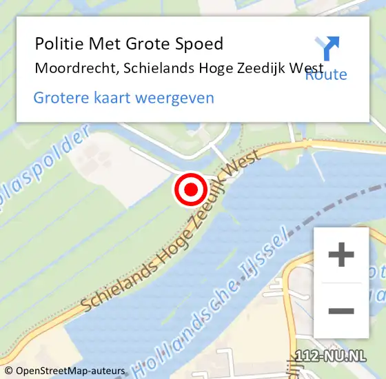 Locatie op kaart van de 112 melding: Politie Met Grote Spoed Naar Moordrecht, Schielands Hoge Zeedijk West op 7 januari 2023 22:38