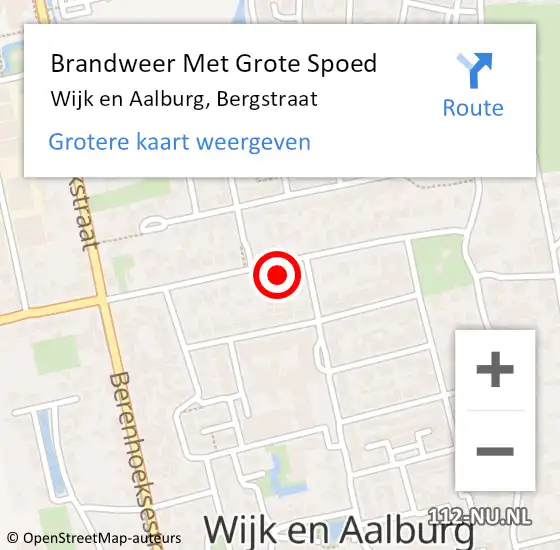 Locatie op kaart van de 112 melding: Brandweer Met Grote Spoed Naar Wijk en Aalburg, Bergstraat op 7 januari 2023 22:45
