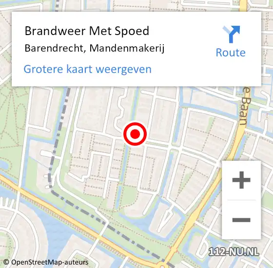 Locatie op kaart van de 112 melding: Brandweer Met Spoed Naar Barendrecht, Mandenmakerij op 7 januari 2023 22:48