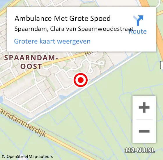 Locatie op kaart van de 112 melding: Ambulance Met Grote Spoed Naar Spaarndam, Clara van Spaarnwoudestraat op 7 januari 2023 23:06