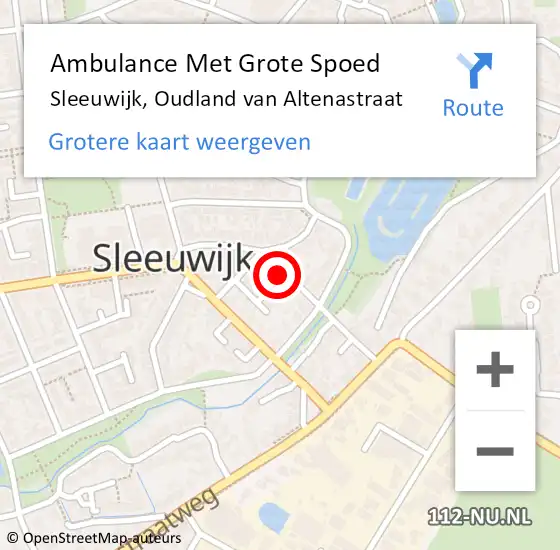 Locatie op kaart van de 112 melding: Ambulance Met Grote Spoed Naar Sleeuwijk, Oudland van Altenastraat op 7 januari 2023 23:20
