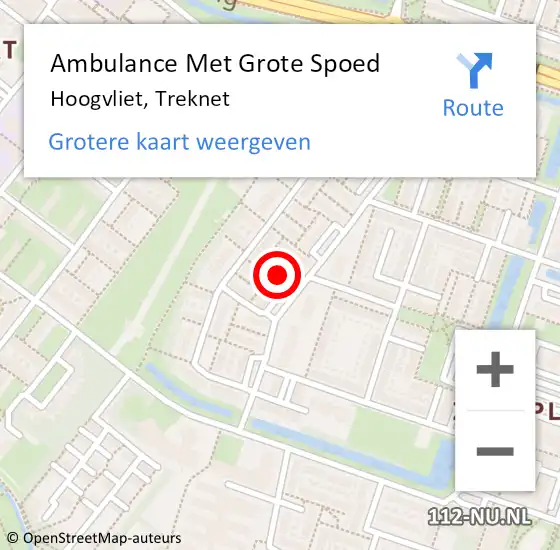 Locatie op kaart van de 112 melding: Ambulance Met Grote Spoed Naar Hoogvliet, Treknet op 7 januari 2023 23:34