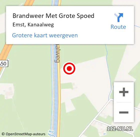 Locatie op kaart van de 112 melding: Brandweer Met Grote Spoed Naar Emst, Kanaalweg op 8 januari 2023 00:17