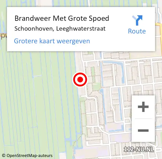 Locatie op kaart van de 112 melding: Brandweer Met Grote Spoed Naar Schoonhoven, Leeghwaterstraat op 8 januari 2023 00:38