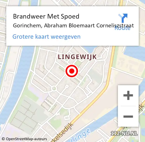 Locatie op kaart van de 112 melding: Brandweer Met Spoed Naar Gorinchem, Abraham Bloemaart Corneliszstraat op 8 januari 2023 00:58