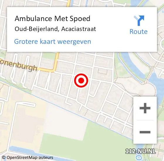 Locatie op kaart van de 112 melding: Ambulance Met Spoed Naar Oud-Beijerland, Acaciastraat op 8 januari 2023 01:27