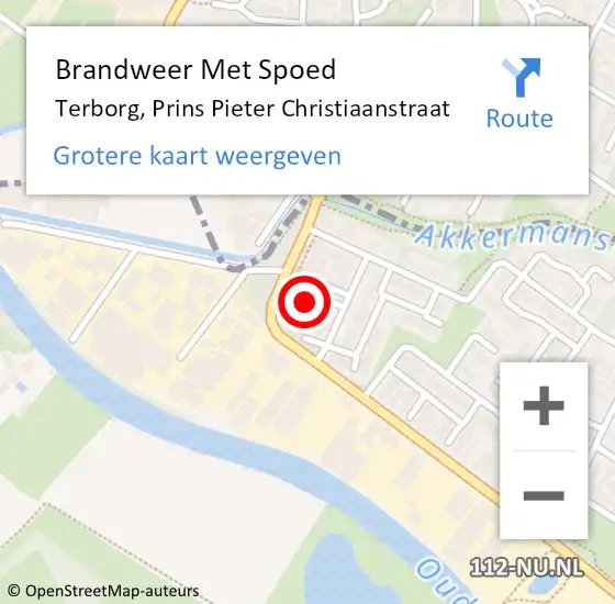 Locatie op kaart van de 112 melding: Brandweer Met Spoed Naar Terborg, Prins Pieter Christiaanstraat op 8 januari 2023 01:41